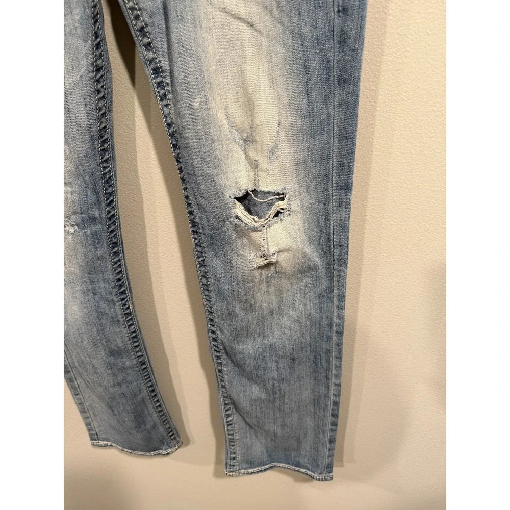 Salvage Mayhem Straight Jeans Men's 31L Blue Denim Stretch Distressed 5‎ Pocket